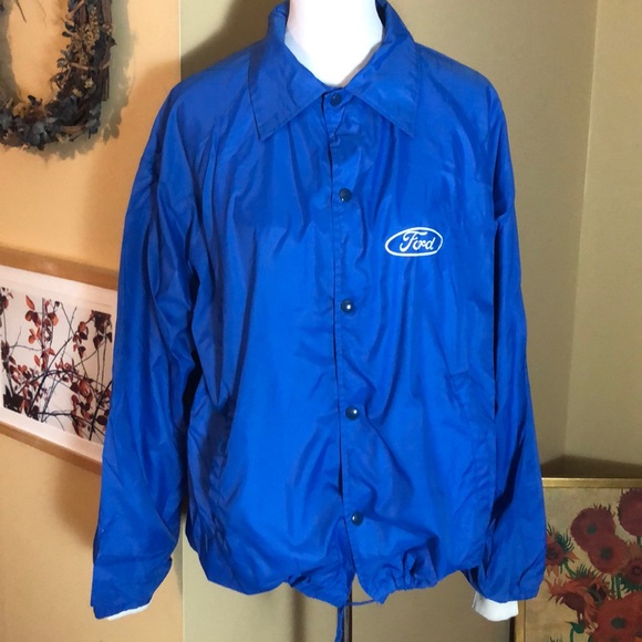 Vintage FORD MOTOR Size XL Blue Windbreaker Lined Snapfront Embroidered Logo NEW - Picture 5 of 10